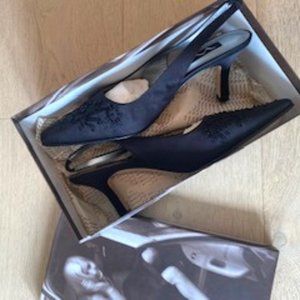 Nina Black Suede Beaded Low Heel